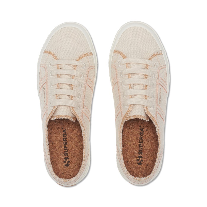 Superga 2750 Organic Stitching Beige Raw-Orange Apricot