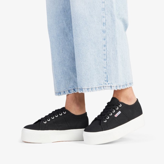 Superga 2790 Platform Black-F White