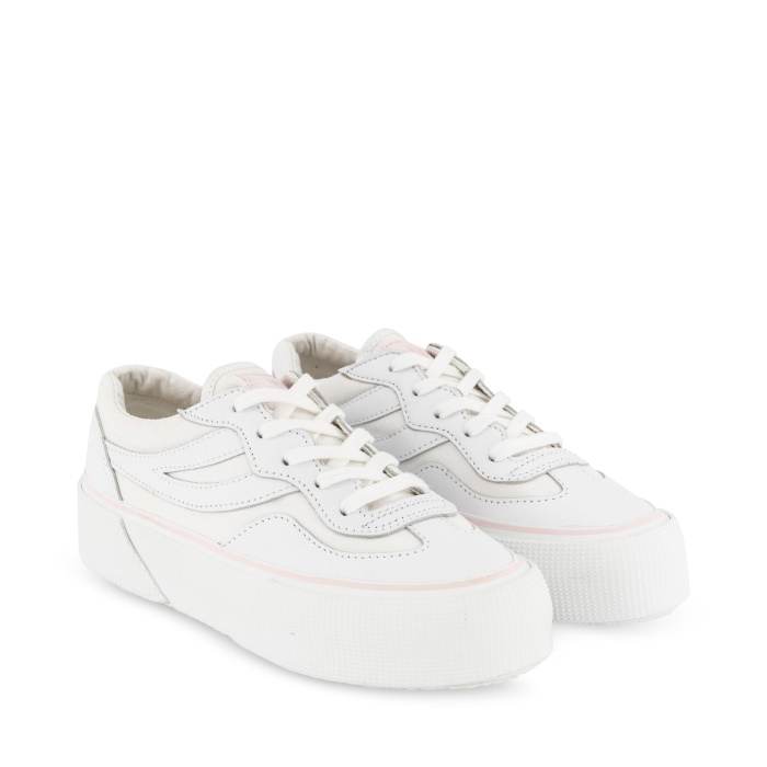 Superga 3041 Revolley Leather Platform White-Pink Ish