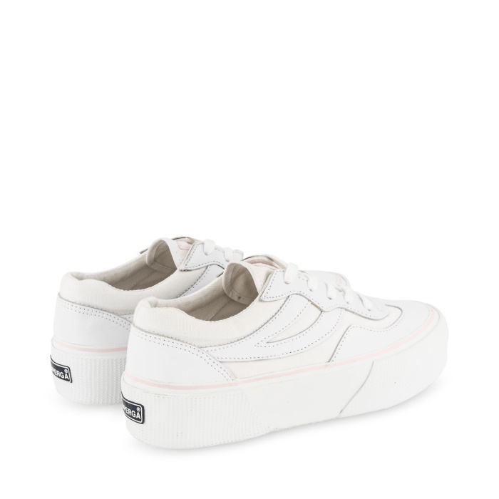 Superga 3041 Revolley Leather Platform White-Pink Ish
