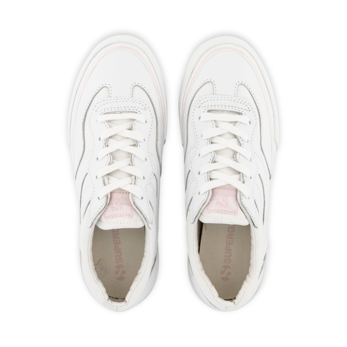 Superga 3041 Revolley Leather Platform White-Pink Ish