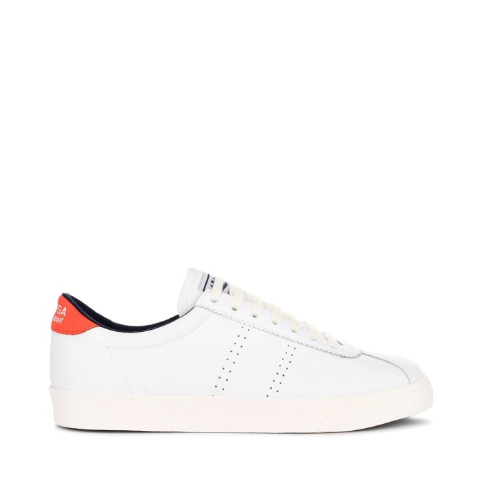 Superga 2843 Club S Comfort Leather Orange Tomato-Blue Navy