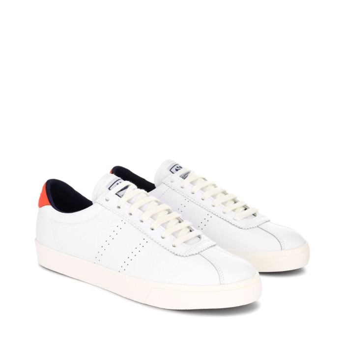 Superga 2843 Club S Comfort Leather Orange Tomato-Blue Navy