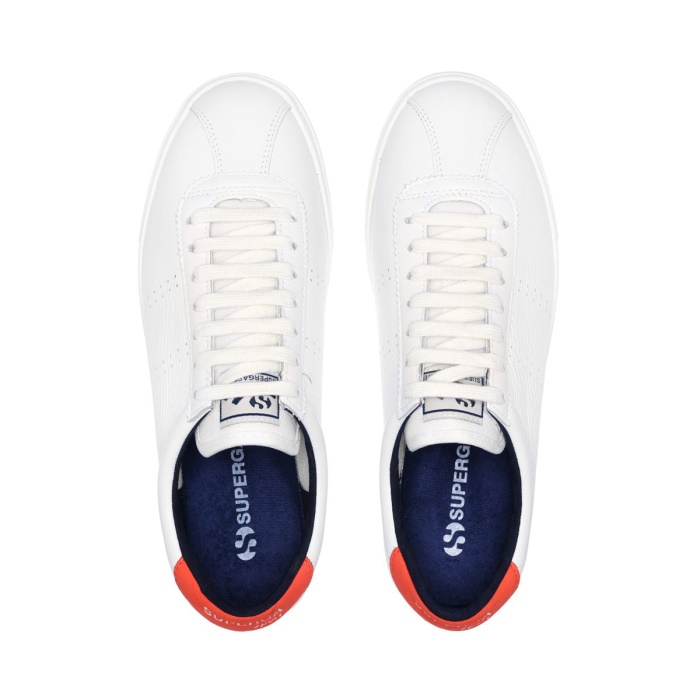 Superga 2843 Club S Comfort Leather Orange Tomato-Blue Navy