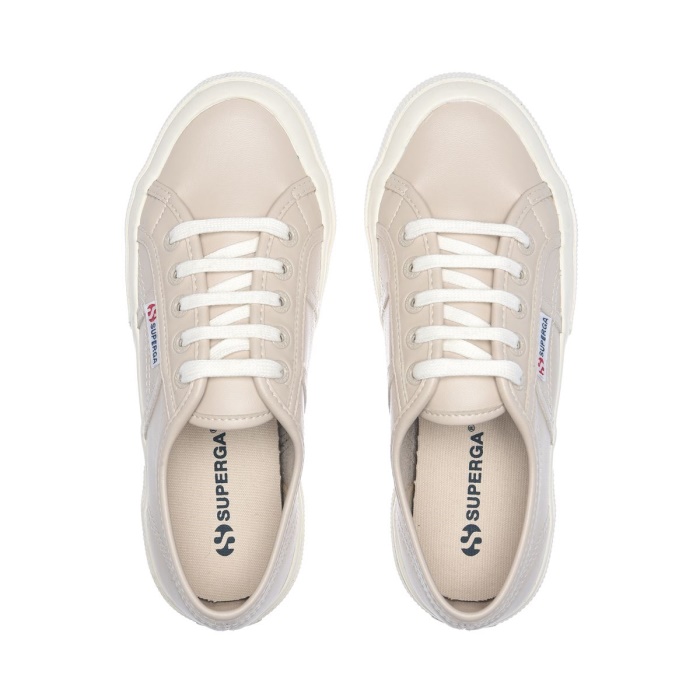 Superga 2750 Vegan Faux Leather Beige White-Avorio