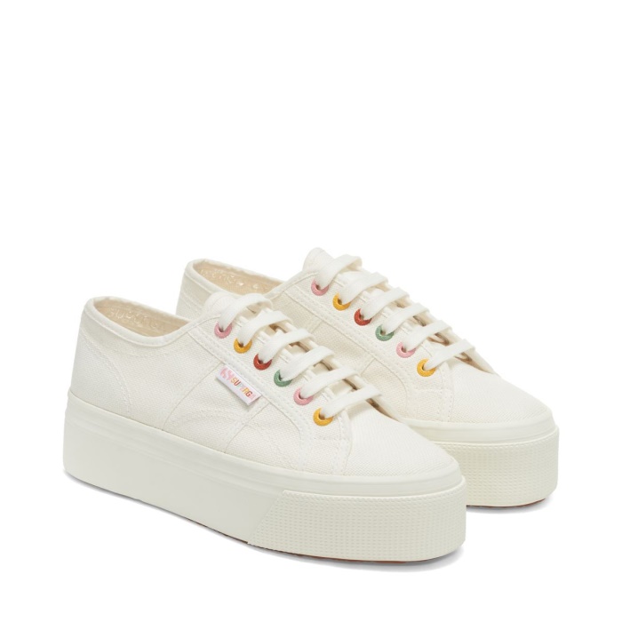 Superga 2790 Rainbow Details White-Groovy Eyelets