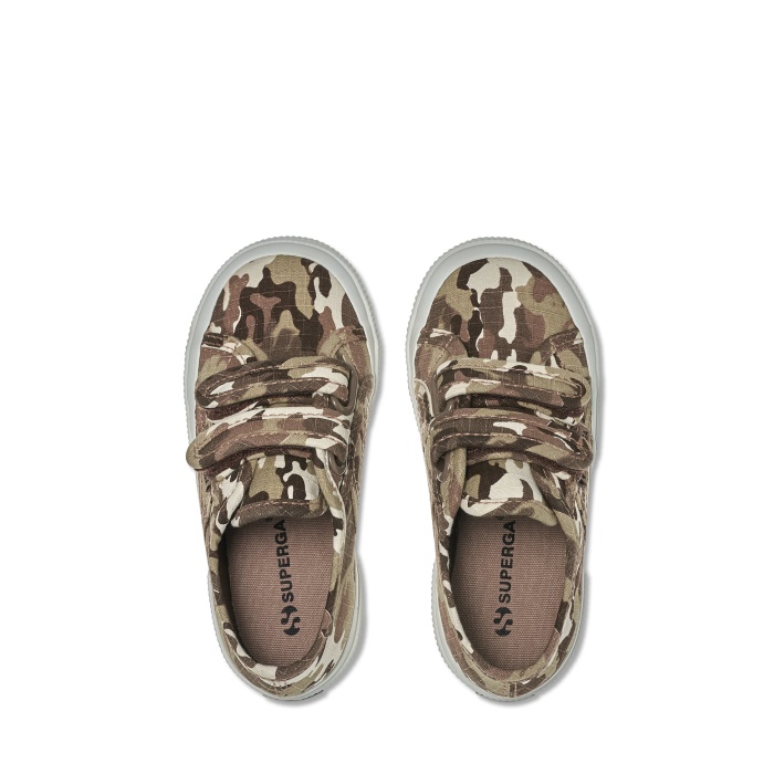 Superga 2750 Kids Straps Camo Ripstop Beige Raw Camouflage