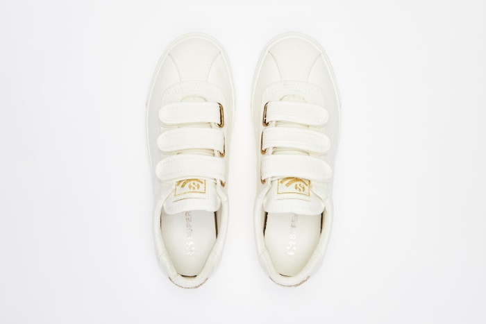 Superga 2843 Club S 3Straps Cotton White-Gold-White Av