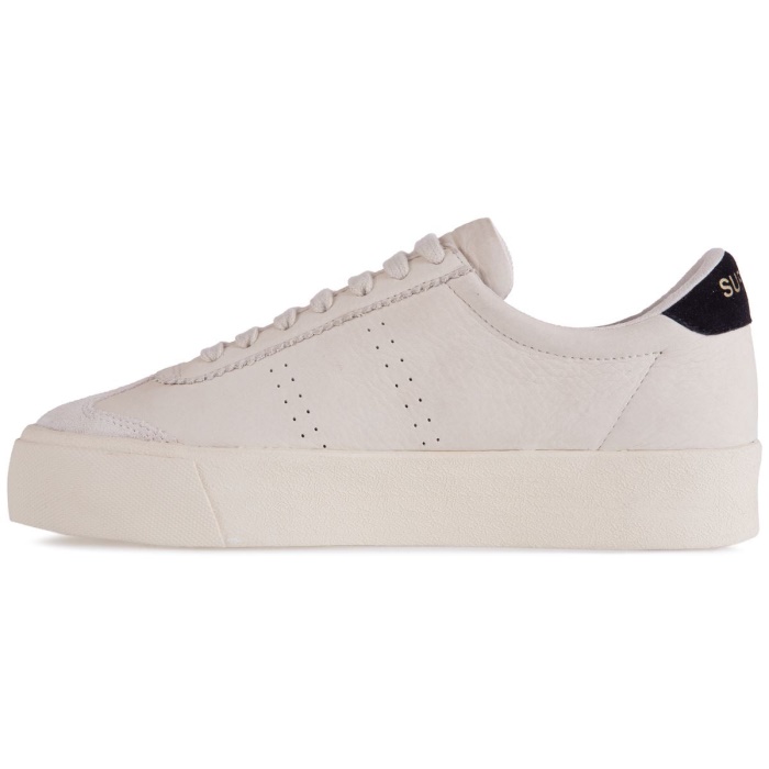 Superga 2902 Club 3 Cap Tumbled Suede Beige Gesso-Black