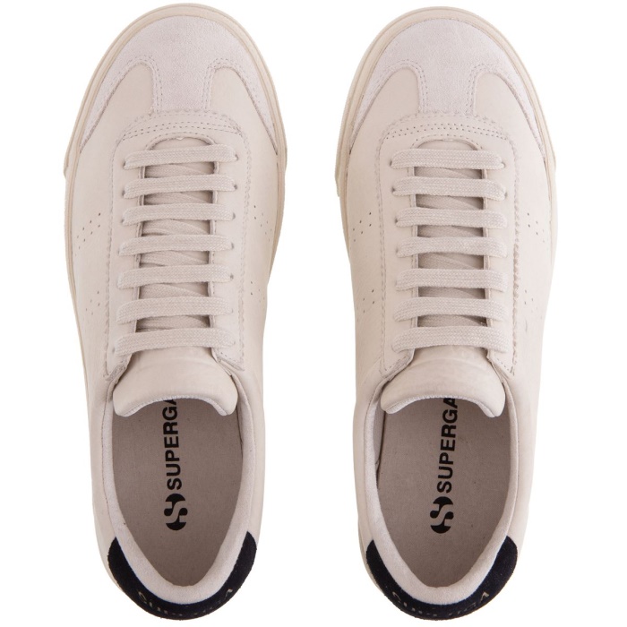Superga 2902 Club 3 Cap Tumbled Suede Beige Gesso-Black