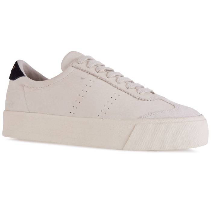 Superga 2902 Club 3 Cap Tumbled Suede Beige Gesso-Black