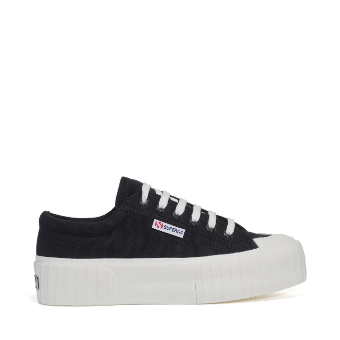 Superga 2631 Stripe Platform Black White