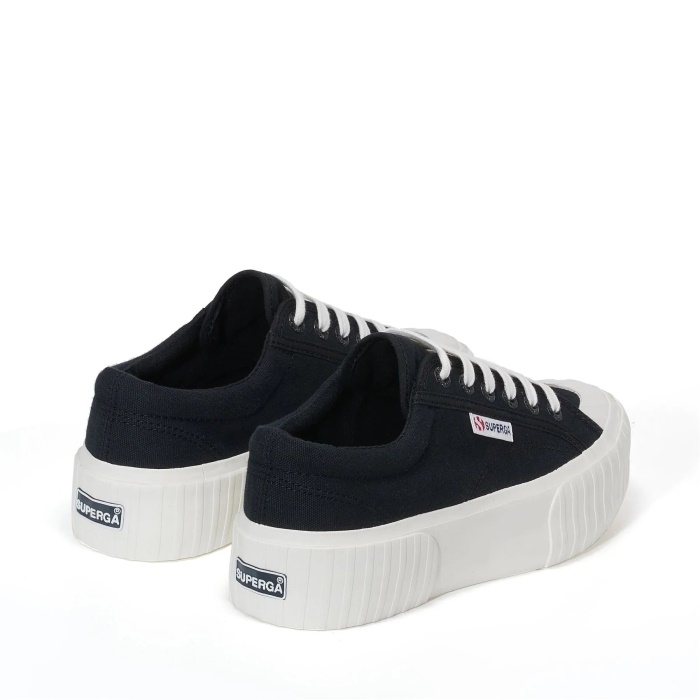 Superga 2631 Stripe Platform Black White