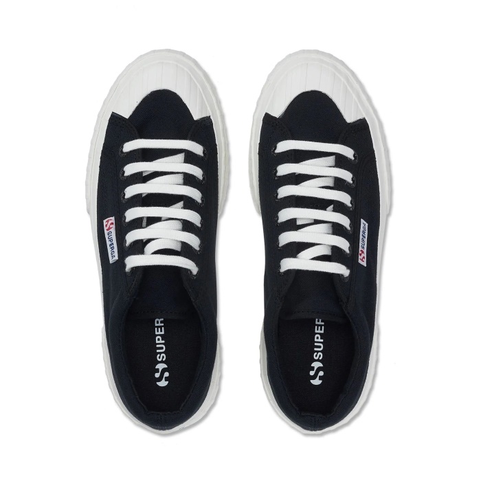 Superga 2631 Stripe Platform Black White