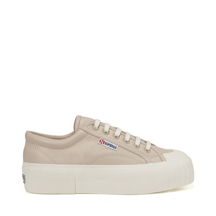 Superga 2631 Stripe Platform Vegan Fau Beige White