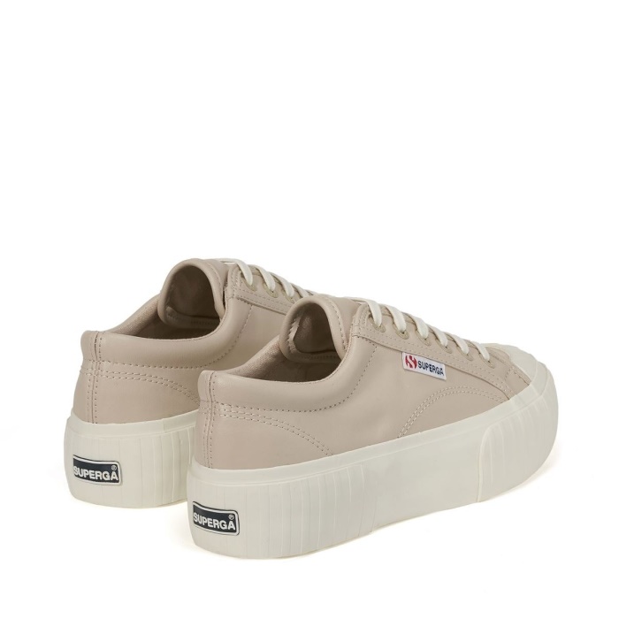 Superga 2631 Stripe Platform Vegan Fau Beige White