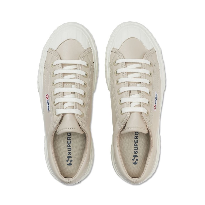 Superga 2631 Stripe Platform Vegan Fau Beige White