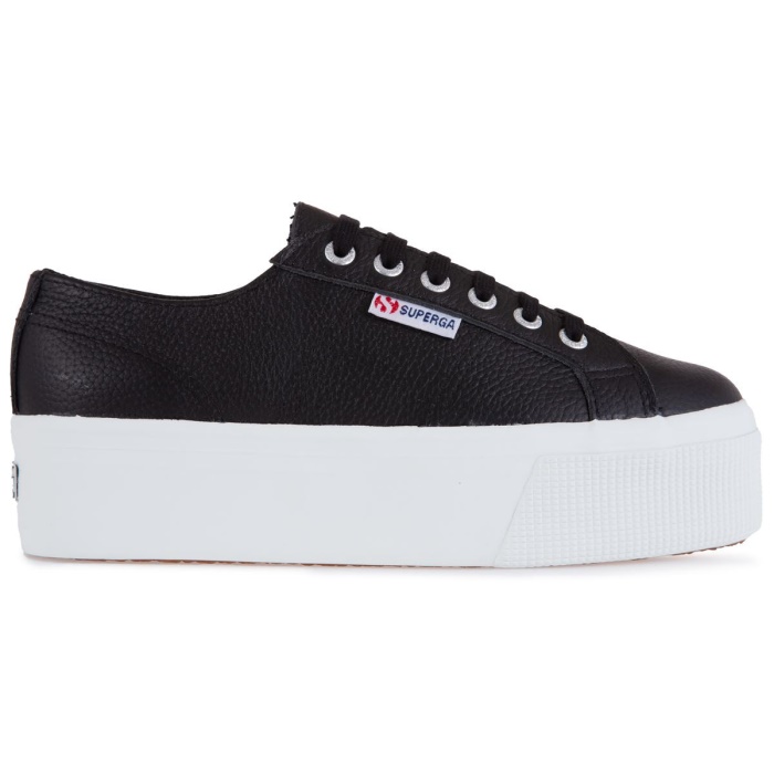 Superga 2790 Tumbled Leather Black-White
