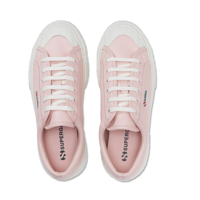 Superga 2631 Stripe Platform Vegan Pink White