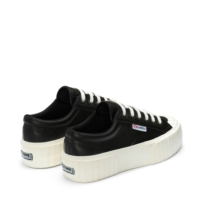 Superga 2631 Stripe Platform Vegan Fau Black-White