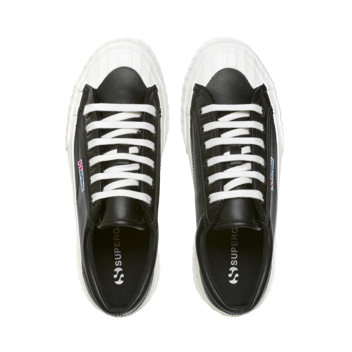 Superga 2631 Stripe Platform Vegan Fau Black-White