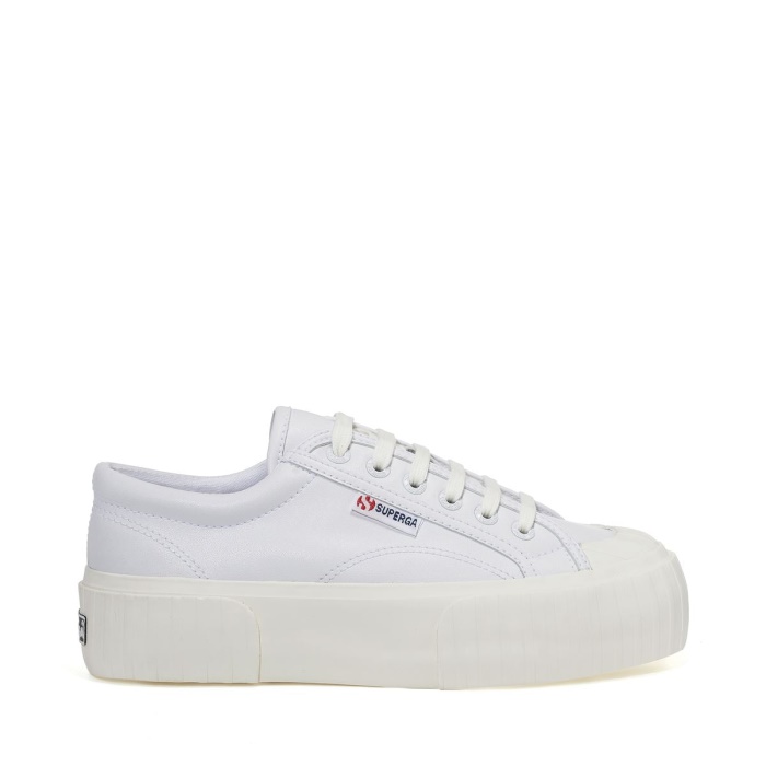 Superga 2631 Stripe Platform Vegan Fau White