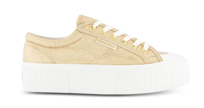 Superga 2631 Stripe Platform Lame Yellow Gold