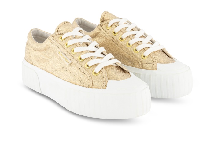 Superga 2631 Stripe Platform Lame Yellow Gold