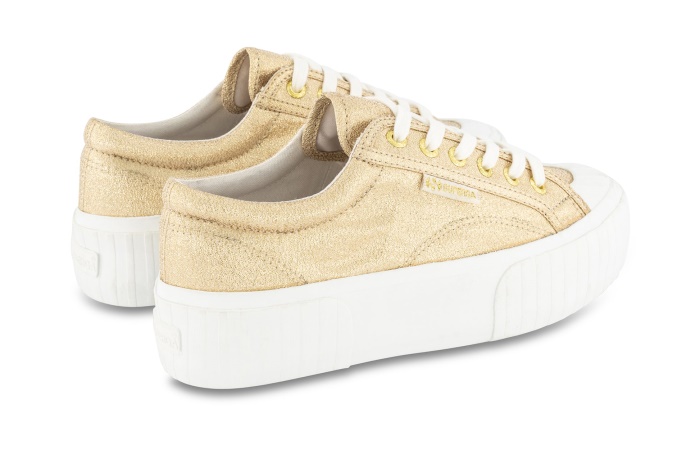Superga 2631 Stripe Platform Lame Yellow Gold