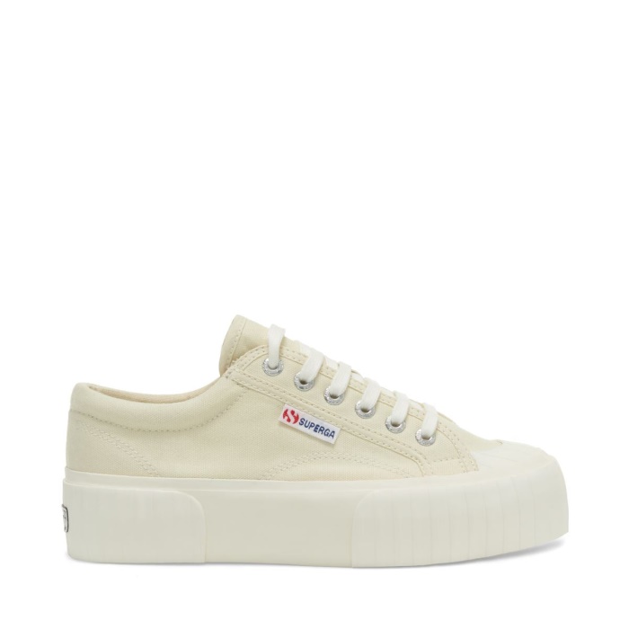 Superga 2631 Stripe Platform Beige Lt Eggshell
