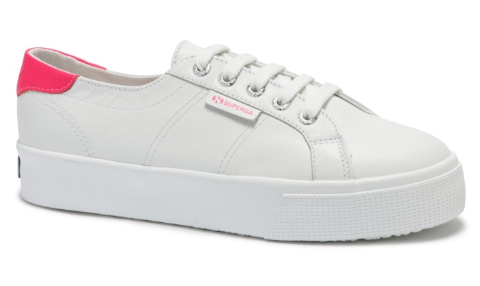 Superga 2730-Nappacomfleau White-Coral Fluo