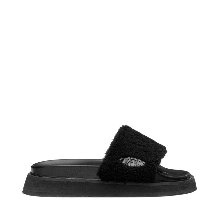 Superga 1918 Slide Platform Faux-Fur Total Black