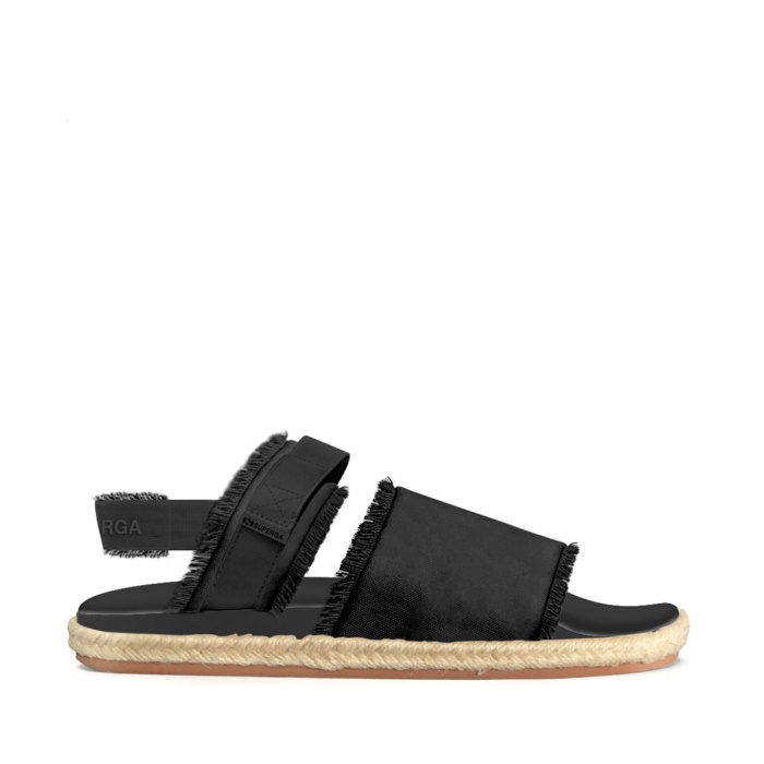 Superga 1911 Sandal Fringed Organic Ca Black