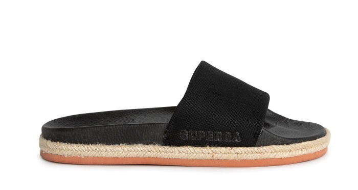 Superga 1908 Slides Organic Canvas Rop Black