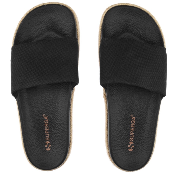 Superga 1908 Slides Organic Canvas Rop Black