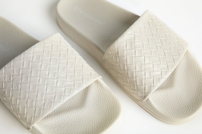 Superga 1908 Slides Woven Leather White