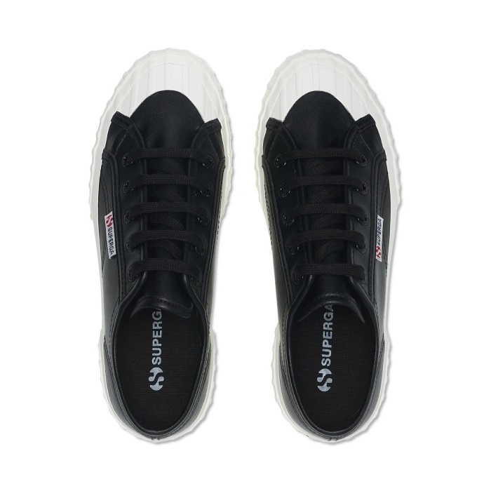 Superga 2630 Stripe Vegan Faux Leather Black-White