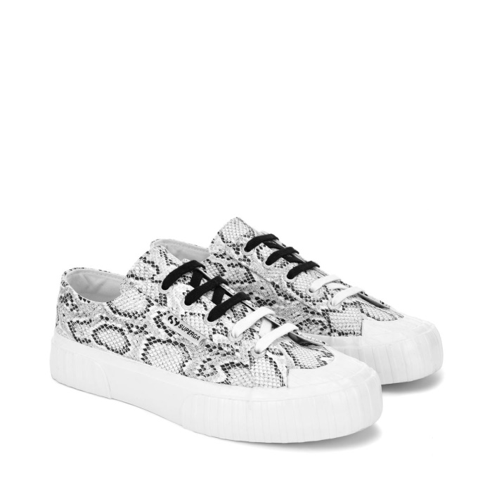 Superga 2630 Stripe Snake White Black Snake