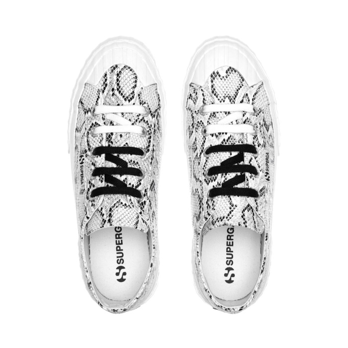 Superga 2630 Stripe Snake White Black Snake