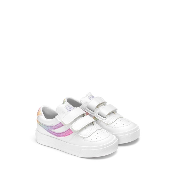 Superga 2846 Kids Seattle Straps Iride White-Pink Pastel Multic
