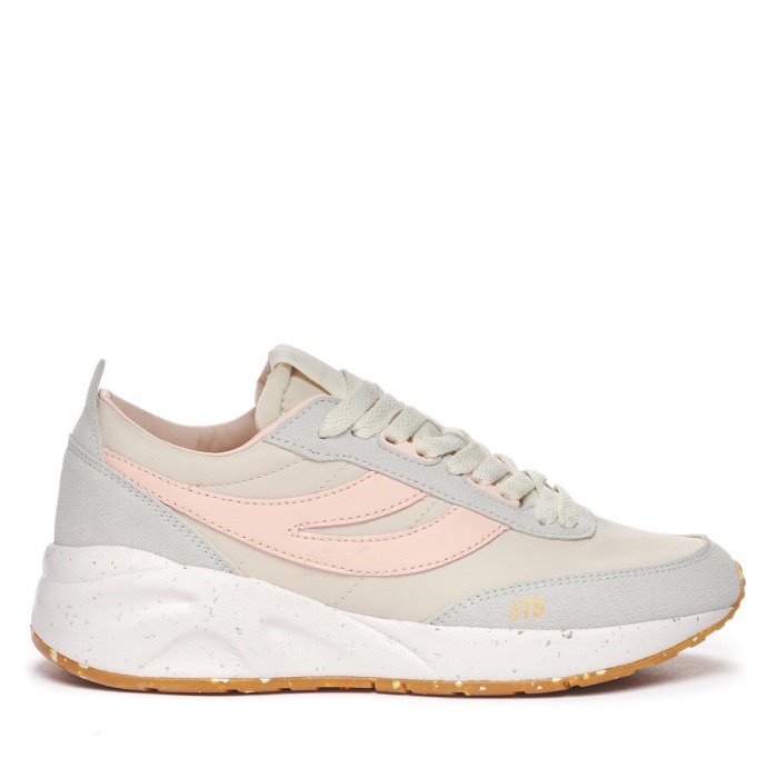 Superga 4089 Training 9Ts Slim Vegan Faux Leather Beige Gesso-Grey Lt-Pink Ish-B