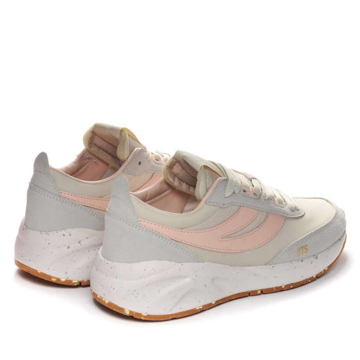 Superga 4089 Training 9Ts Slim Vegan Faux Leather Beige Gesso-Grey Lt-Pink Ish-B