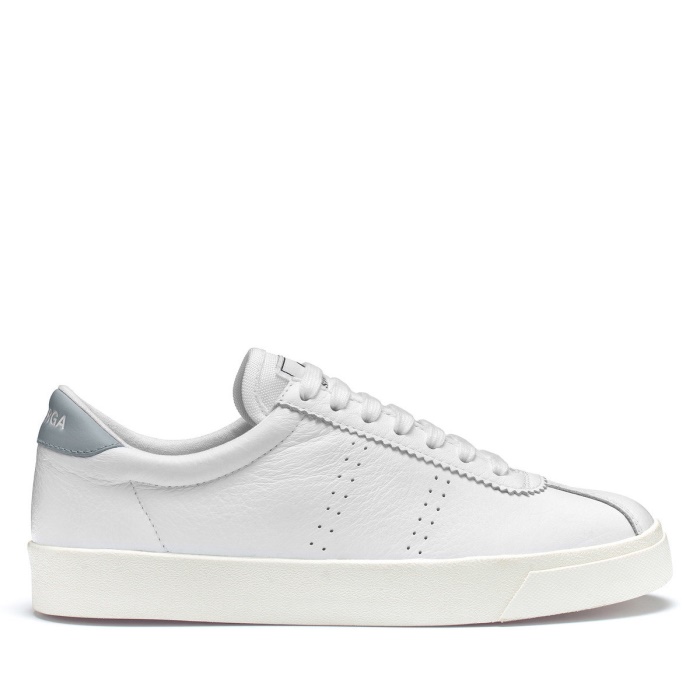 Superga 2843 Club S Comfort Leather White-Grey Lilla-F Avorio