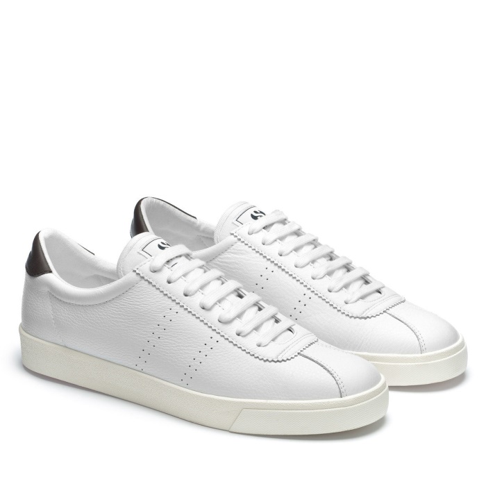 Superga 2843 Club S Comfort Leather White-Brown Plum-F Avorio