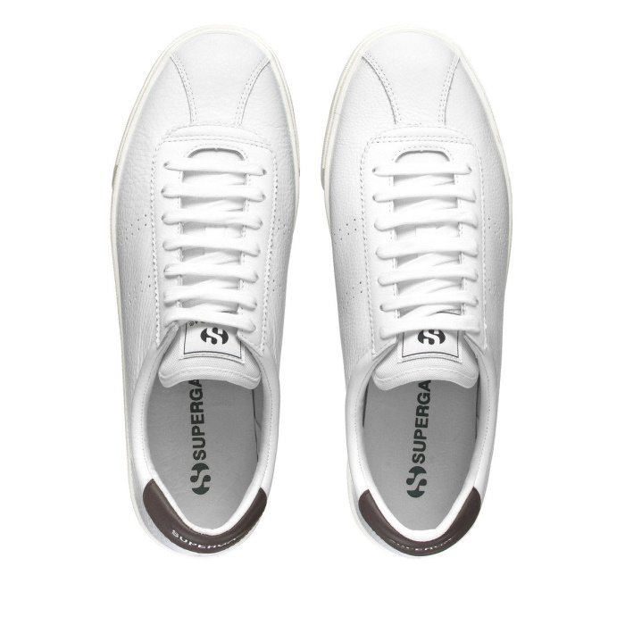 Superga 2843 Club S Comfort Leather White-Brown Plum-F Avorio
