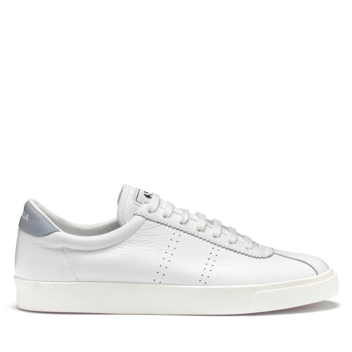 Superga 2843 Club S Comfort Leather White-Blue Lt Grey-F Avorio