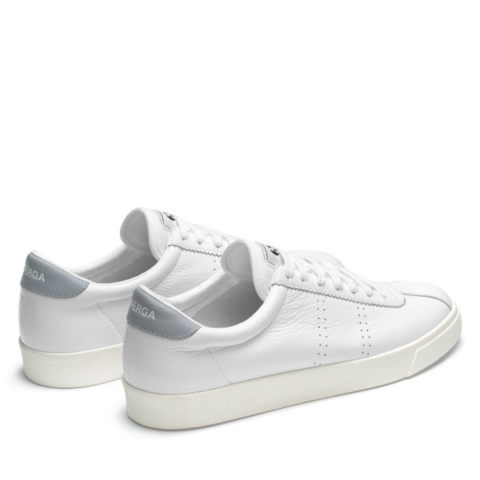 Superga 2843 Club S Comfort Leather White-Blue Lt Grey-F Avorio