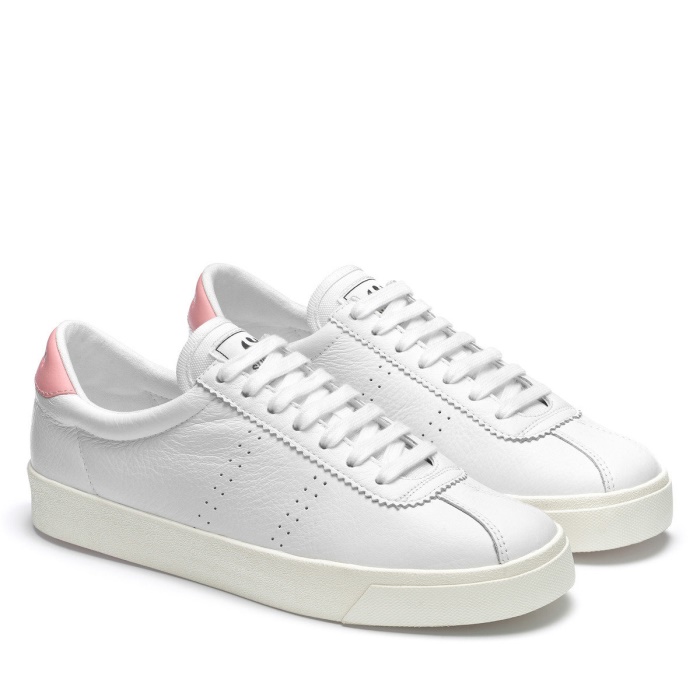 Superga 2843 Club S Comfort Leather White-Pink-F Avorio