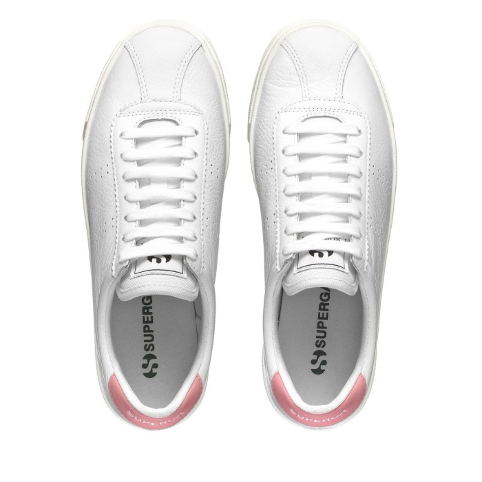 Superga 2843 Club S Comfort Leather White-Pink-F Avorio