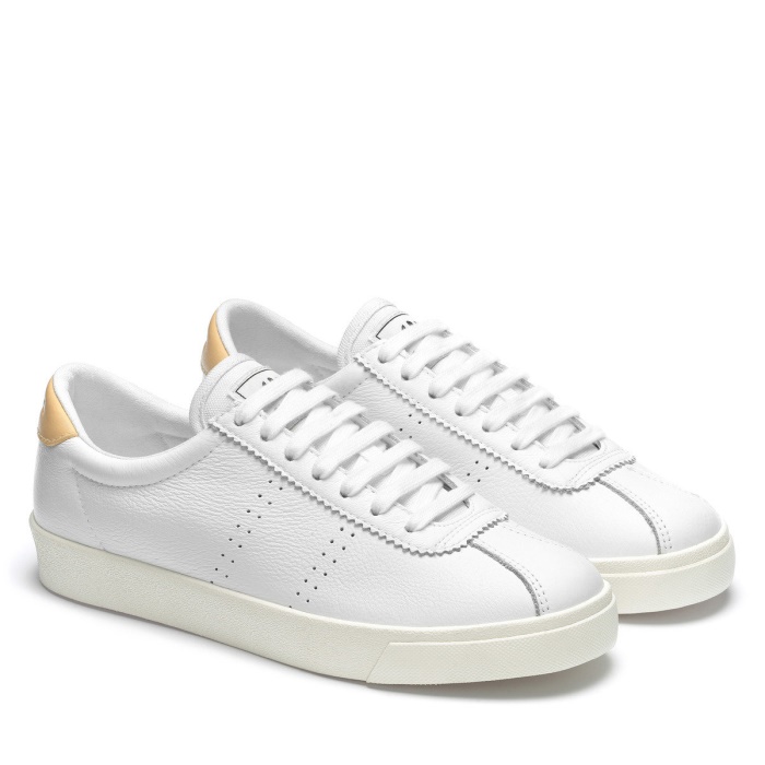 Superga 2843 Club S Comfort Leather White-Yellow Lt F Avorio